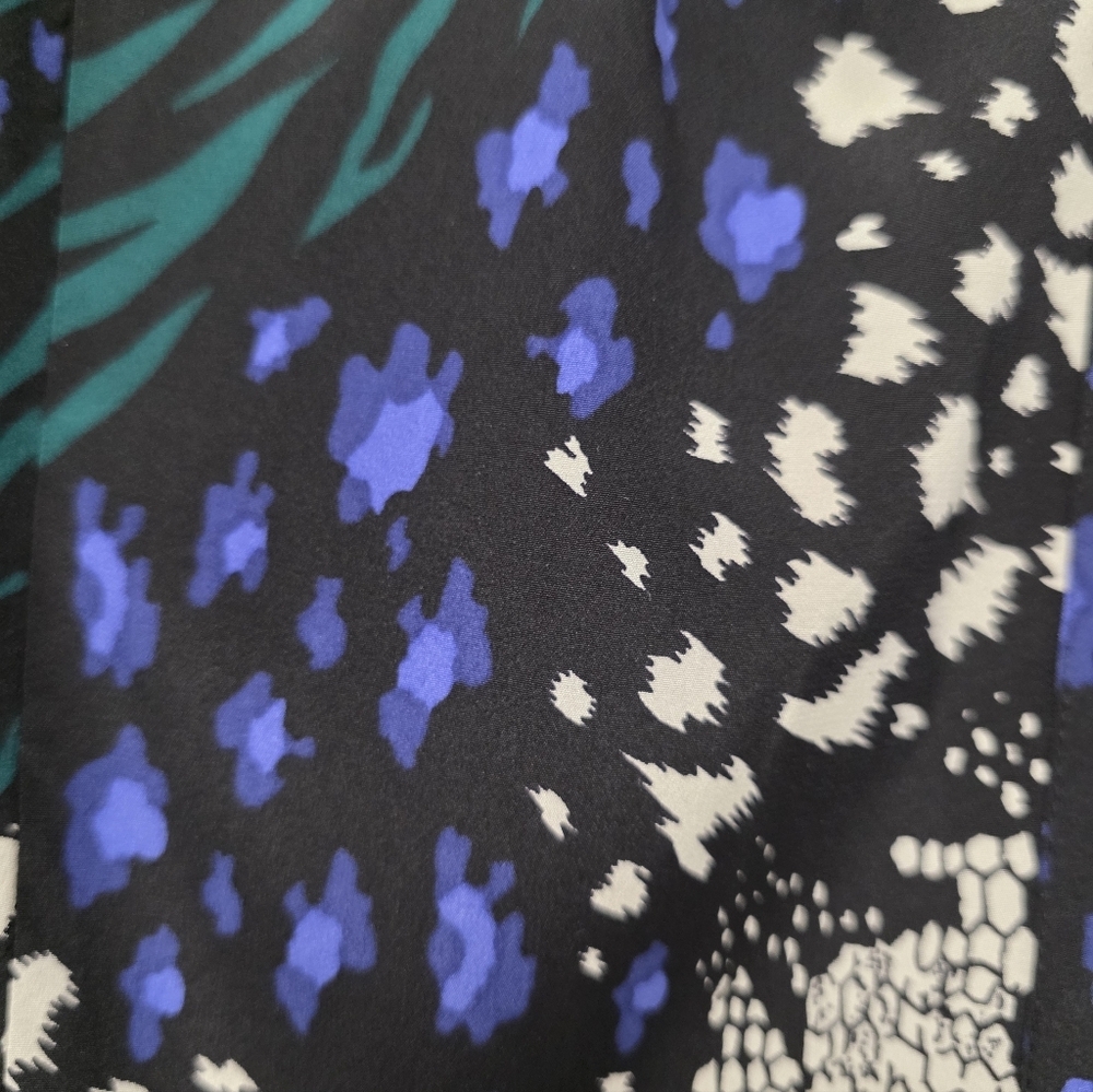 Veronica Beard Buckley Floral Silk Blouse Green Black Size 00 Loose Fit Preppy - Picture 10 of 13